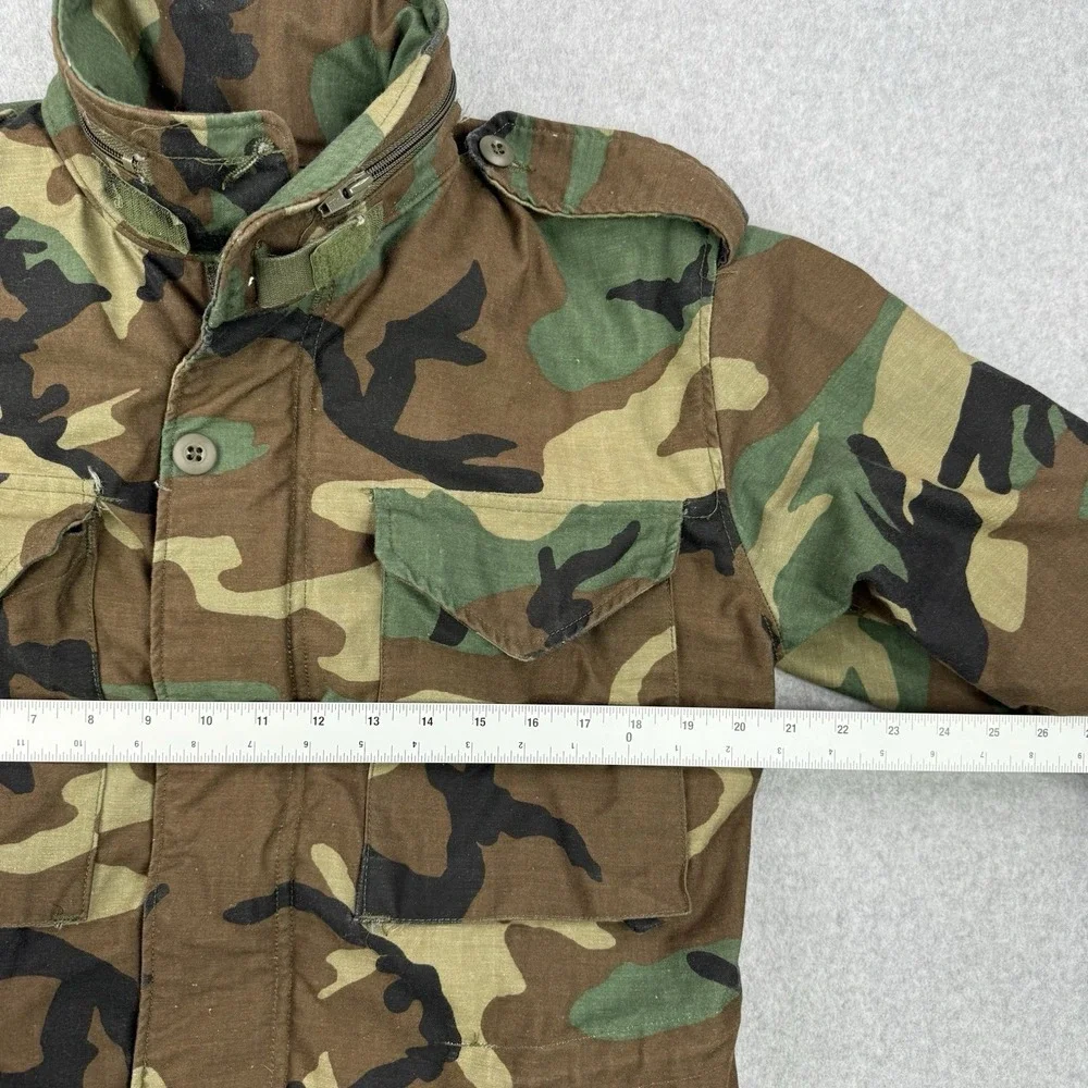Alpha Industries Military Jacket Mens Small Woodland Camo M65 Field US Army 80s‎
